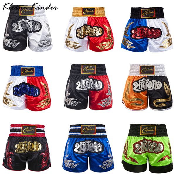 Shorts masculinos curtos tailandeses crianças curtas boxe crianças calças tailandesas boxe mulheres mma meninas taekwondo boxing shorts meninos grab stick 230718