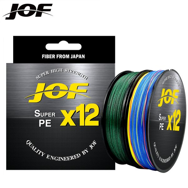 Linha trançada JOF X9X12 500M 300M Linha de pesca trançada 912 Fios Multicolor Multifilamento Água salgada PE Linha 20 24 35 40 50 65 80LB 230718