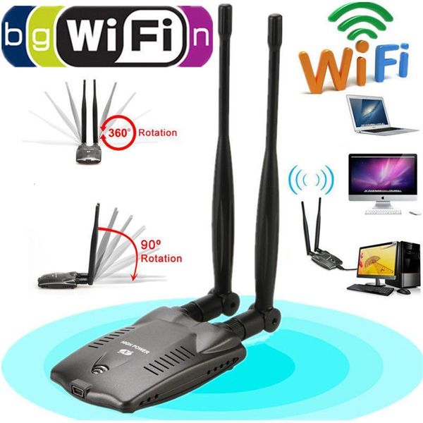 Localizadores Wi-Fi Placa de rede sem fio de alta potência 300 Mbps Long Rang BT-N9100 Beini Adaptador Wi-Fi USB Antena dupla Decodificador Ralink 3070L Chipset 230718