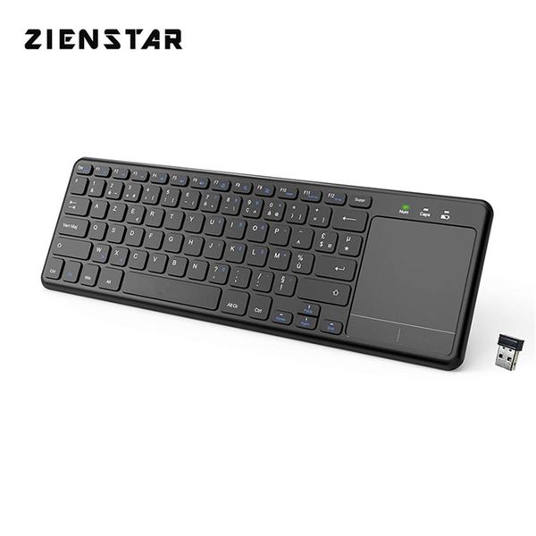 Zienstar AZERTY French Letter 2 4Ghz Touchpad Wireless Keyboard for Windows PC Laptop Ios pad Smart TV HTPC IPTV Android Box 21061275Y