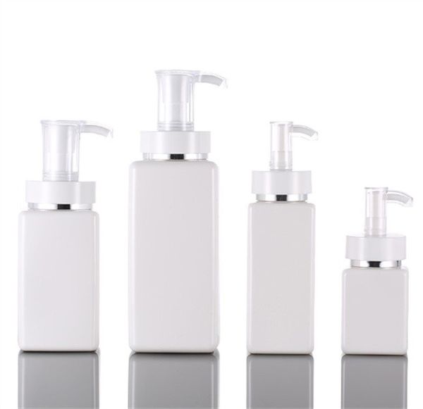 Flaconi per pompa per lozione quadrata in PET bianco Flacone per disinfettante per mani con gel disinfettante per alcol 100 ml 200 ml 300 ml 500 ml Bottiglia di plastica per imballaggio secondario cosmetico JL1629