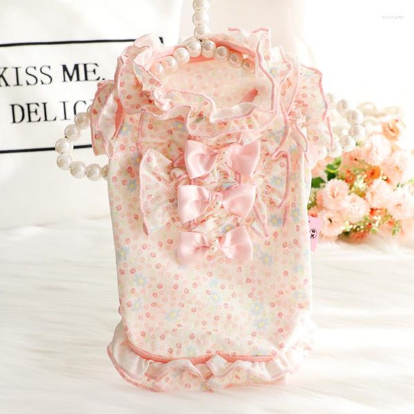 Abbigliamento per cani Fiori Gonna da principessa Vestiti per animali Stampa Abito Abbigliamento Cani Soft Super Small Cute Chihuahua Summer Pink Girl Mascotas