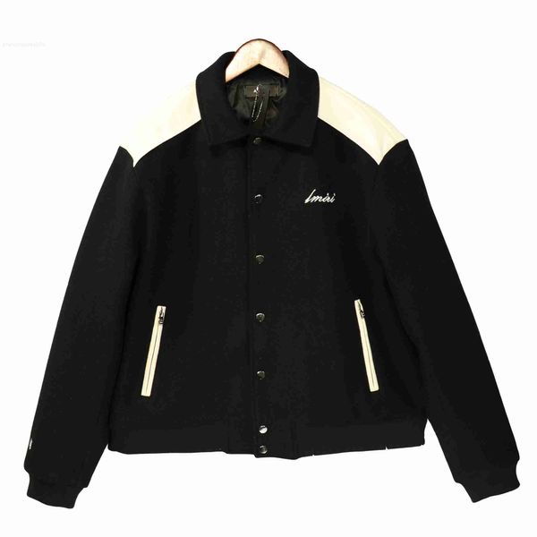 FW22 Herren Designer-Leder-Baseballjacke, modische Varsity-Bomberjacken, lässig, cremeweißes Häschen, Varsity-Letterman-College-Jacke, Herren-Oberbekleidung, Mantel, Größe S-XL