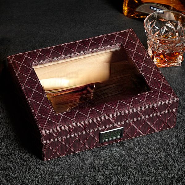 Портативная кедровая деревянная сигара Humidor Box Top Top Glass Cigar