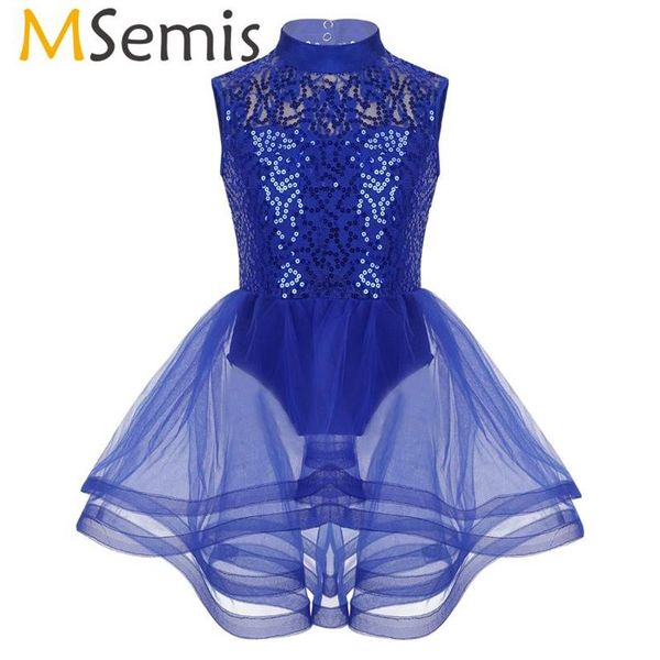 Mädchen Pailletten Mesh Tutu Ballett Kleider Eiskunstlauf Kleid Gymnastik Trikot Leistung Wettbewerb Lyrical Dance Kostüm293R