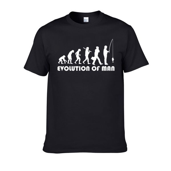 Die Evolution des Menschen Fischer Angeln lustig bedrucktes T-Shirt Sommer Baumwolle Kurzarm O-Ausschnitt Herrenbekleidung Marken-T-Shirt