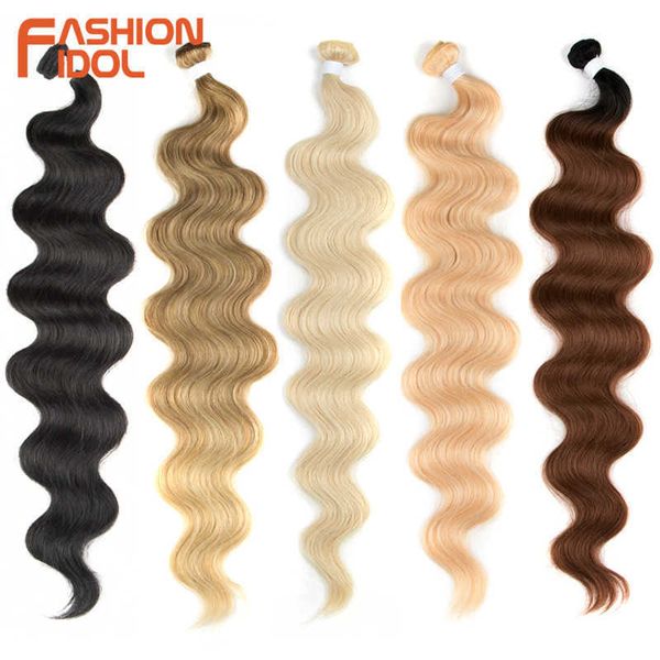 Perucas sintéticas onda corporal cachos de cabelo rabo de cavalo 26 polegadas macio longo tecido sintético ombre marrom 613 loiro 100g 230227