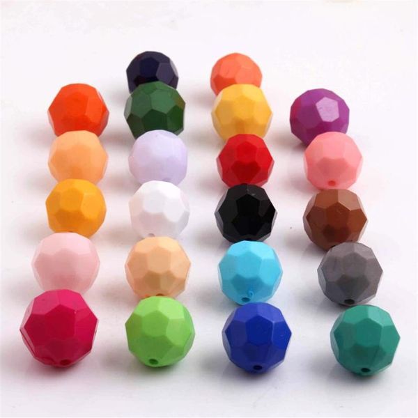 Outras contas OYKZA coloridas de 20 mm 6 mm a 24 mm maciças de acrílico facetadas para moda infantil, joias, colar com contas 223g
