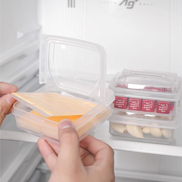 Vorratsflaschen Transparente Butter-Käse-Box mit Deckel Tragbare Obst- und Gemüse-Frischhalteküche Kunststoff-Lebensmittelbehälter