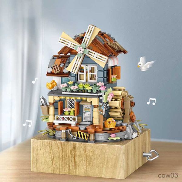 Blocchi IDEA Mini mulino a vento Octave Giocattoli creativi Building Block Musica classica Decorazione della casa Mattoni Giocattoli per le vacanze Regali R230720