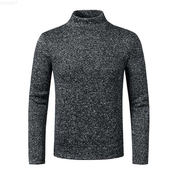 Camisolas masculinas gola mandarim pulôver outono inverno quente sólido fino ajuste não Yq manga comprida roupas de malha camisola casual transporte da gota L230719