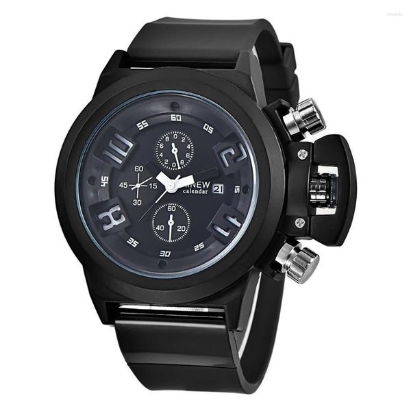 Armbanduhren 2023 Mode Sportuhr Männer Großes Gesicht Schwarz Uhren Silikonband Auto Datum Quarz Reloj Hombre Montre Homme