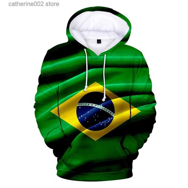 Erkek Hoodies Sweatshirts Erkeklerin Hoodie Centerary of Brasil En İyi Erkekler Sweatshirt Bahar Sonbahar UNISEX KÜÇÜK BRezilya Bayrak Baskı Büyük Boy Erkek Giysileri T230719