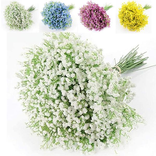 Flores Decorativas Artificial Baby Breath Branco Gypsophila Bouquets 18 Pcs Real Touch Para Festa de Casamento Decoração de Casa