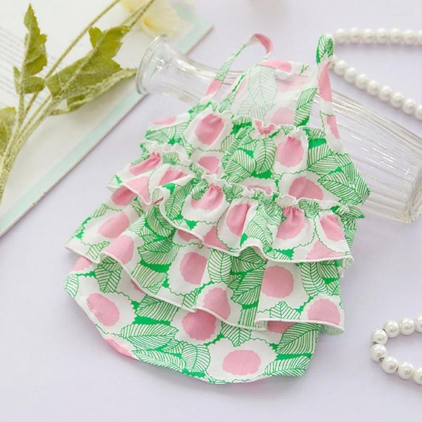 Saia para roupa de cachorro Vestido de textura macia 5 tamanhos Vestido lindo floral Sling