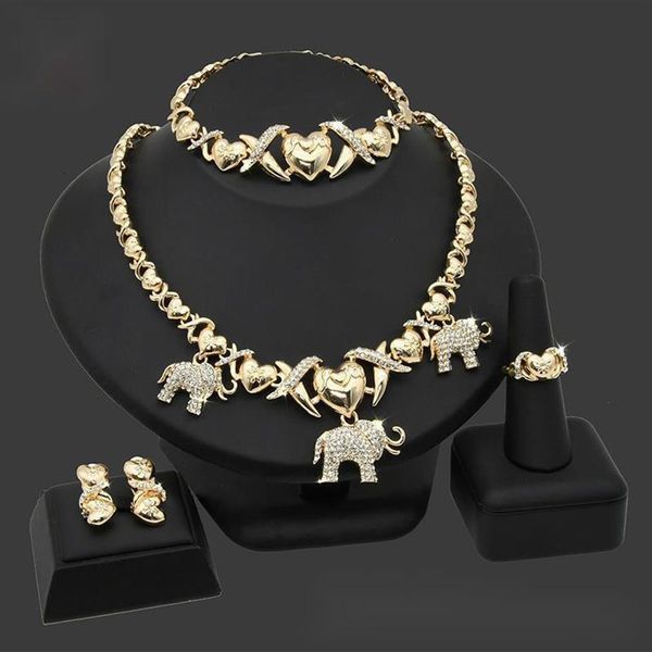 Set di gioielli in oro di Dubai Matrimonio nigeriano Perline africane Set di gioielli da sposa in cristallo Parure di gioielli etiope 210619266E