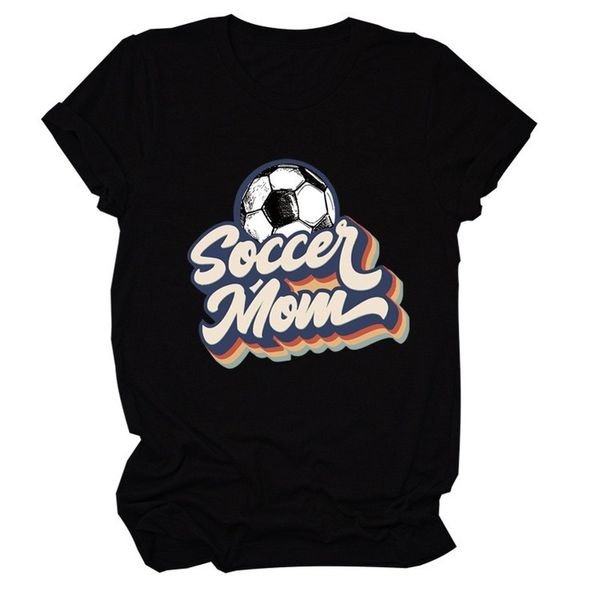 Womens T-shirt Soccer Mom Football Imprimir Mulheres Camiseta Manga Curta O Pescoço Solto Camiseta Senhoras Tee Tops Roupas Camisetas Mujer 230718