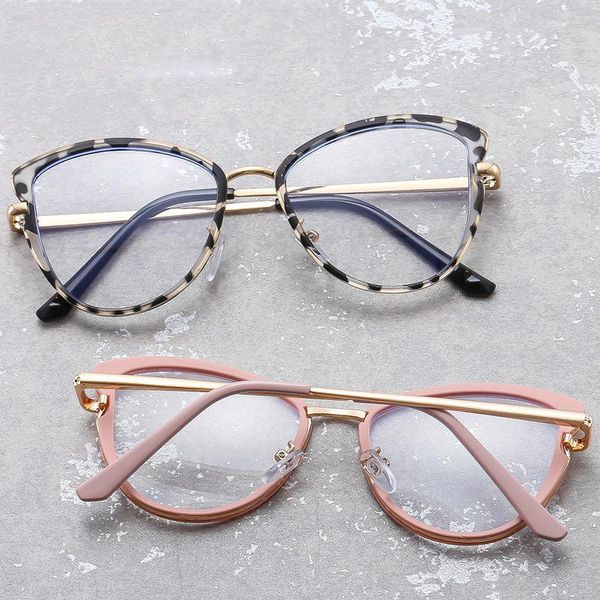 Sonnenbrille Mode Cat Eye Objektiv Rahmen Für Frauen Männer Vintage Transparent Polygon Computer Brillen Ultra Hellblau Schutz