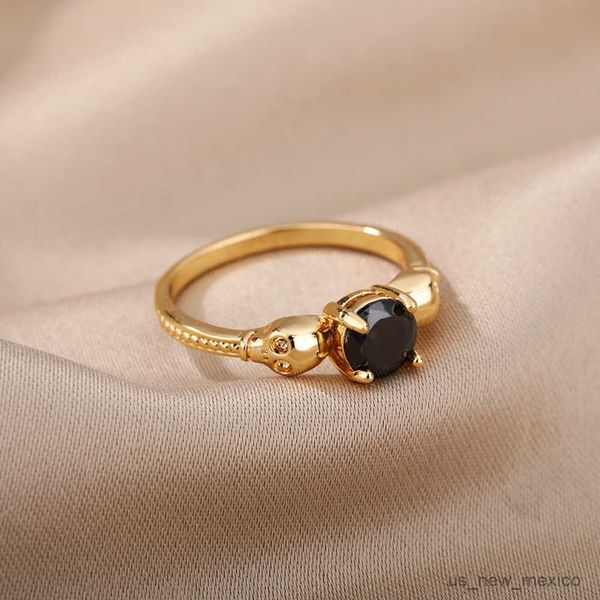 Band Ringe Schädel Schwarz Zirkon Ringe Für Frauen Männer Edelstahl Gold Farbe Finger Ring Paar Hochzeit Schmuck mujer R230719