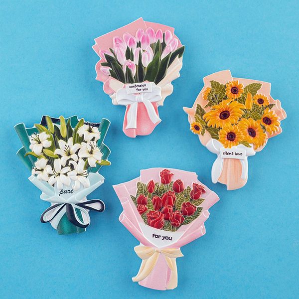 Kunstharz-Kühlschrankmagnete, Blumenstrauß, kreative 3D-Rose, Sonnenblume, Lilie, kreative Geschenke