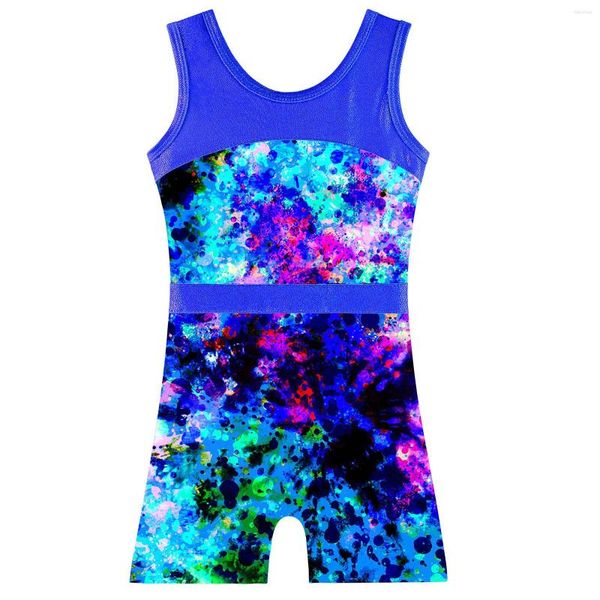 Стадия износ Baohulu Kids Unitard Biketards с шортами Sparkle Gymnastics Letavels