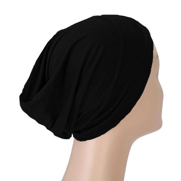 Berets Basic Design Inner Hijab Caps Мусульманский турбан ислам подчеркивается под эластичным капотом мягкий джерси растягивание хиджаб Турбанте Мухер