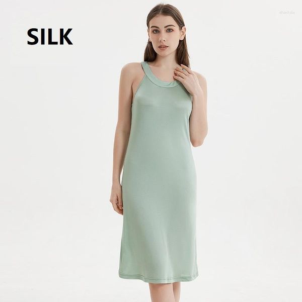 Женская одежда для сонной одежды. Зеленое платье Женское белье сексуальное скольжение шелковое платье