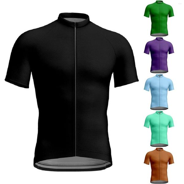 Agasalhos Masculinos Camisetas Masculinas Elastano Confortável Cor Sólida Tendência da Moda Apertado Verão Ciclismo Terno Corrida Exercício