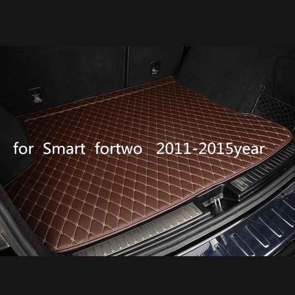 Maßgeschneiderte rutschfeste Kofferraummatte aus Leder, geeignet für Smart Fortwo 2011–2015, rutschfeste Automatte273J