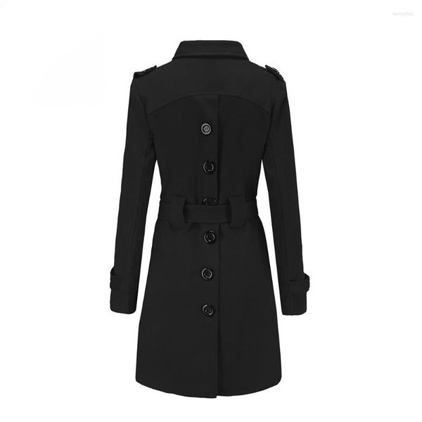 Jaquetas Femininas com Botão Trench Casaco Feminino Inverno Seio Único Elegante Preto 2023 Outono Moda Elegante Outono Menina Outerwear