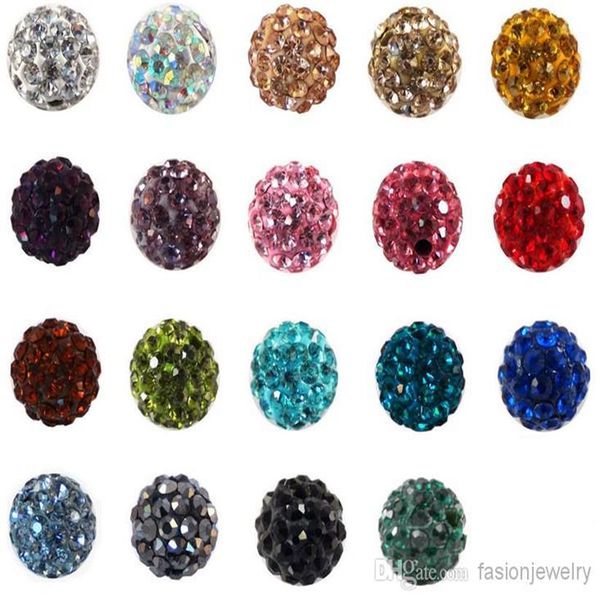 100 pz / lotto più basso 10mm misto sfera multicolore di cristallo braccialetto di perline collana perline nuove perline LotRhinestone fai da te spacer3058