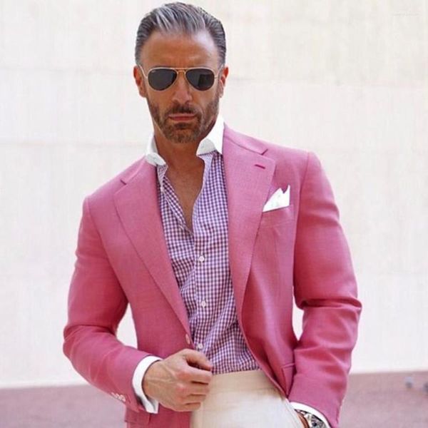 Мужские костюмы последних дизайнов пальто розовые мужские куртка повседневная пиджак Custom Skinny 1 Piece Party Style костюм для жениха Tuxedo Terno