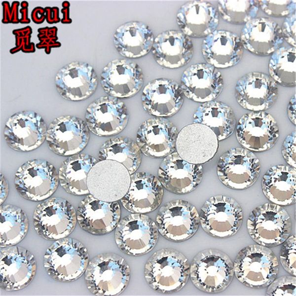 Micui SS3-SS40 Strass transparente Cristal de vidro Flat Back Round Nail Art Stones Non fix Strass Crystals for DIY ZZ9933145