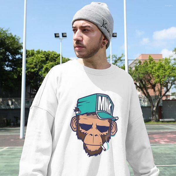 Moletons masculinos Cool Mr Smoking Monky Impresso Cotton Man Sweatshirt Casual Hip-Hop Clothes Moda Estética Sweatshirts Niche Trend