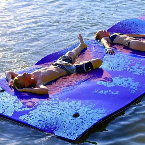 Tubos de flutuadores infláveis flutuantes almofada de água esteira resistente a rasgos 2 camadas xpe roll-up ilha para piscina lago oceano natação327t