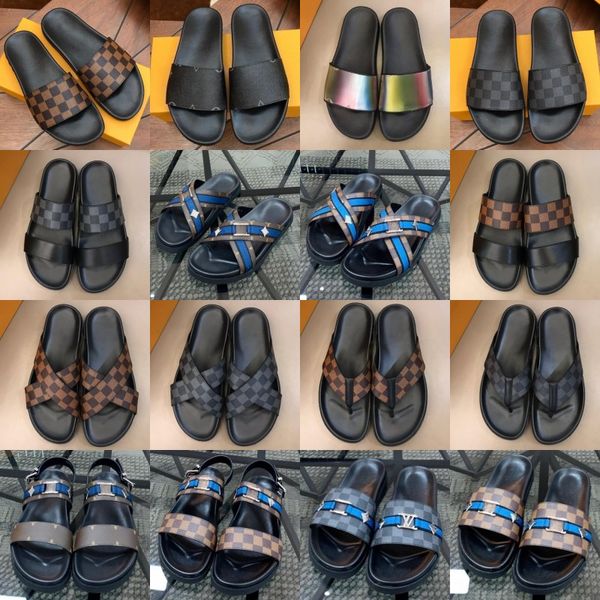 Paris chinelos de couro de luxo sapatos de designer moda sandálias masculinas verão ao ar livre sapatos de praia antiderrapante respirável sapatos casuais clássico impressão confortável sapatos planos