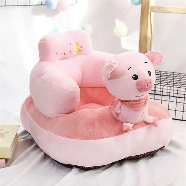 Cadeira de apoio para sofá de bebê com cinto de segurança macio para animais de desenho animado, confortável e confortável, cadeira de aprendizado com almofada para 3 a 24 meses2746