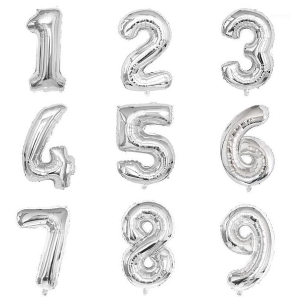 Parti Dekorasyonu 32inch Gümüş Folyo Numarası Balon İlk Kız Kız Çocukları Doğum Günü Dekorasyonları 1. 1 2 3 4 5 6 7 8 9 10 30 40 Yıl 266G