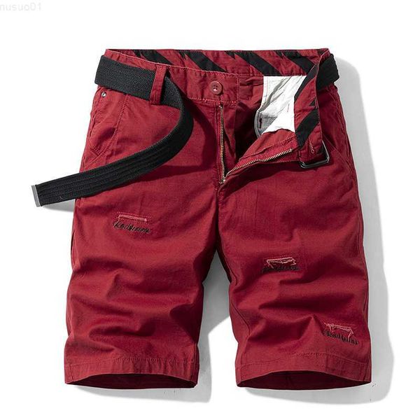 Shorts Masculino 5 Cores Verão Casual Shorts de Algodão Clássico Fashion All-match Calças Curtas Cáqui Cargo Shorts Masculino Marca Vermelho Verde L230719