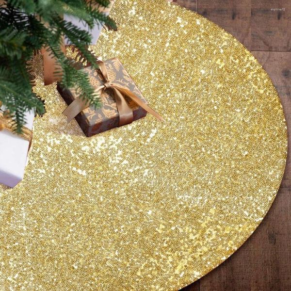 Decorações de Natal Lantejoulas Douradas Saias de Árvore Decoração de Casa Base Capa Tapete Ornamento Novidades Ano Artificial Cobertor Grande