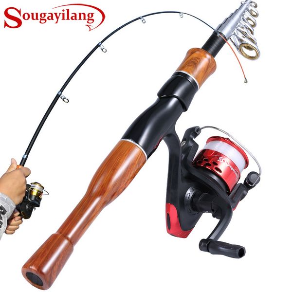 Rod Reel Combo Sougayilang Spinning Fishing Combo 1.6m Canna da spinning in fibra di carbonio e 5.2 1 Kit da pesca con mulinello da spinning ad alta velocità Pesca 230718