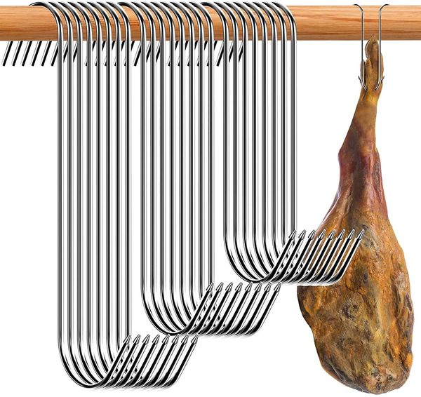 Ganci Rails Acciaio inossidabile S Gancio per carne da macellaio Strumento per e affumicatura a freddo Macellazione Caccia Pollo BBQ Maiale Salsiccia Bacon Grill 230719