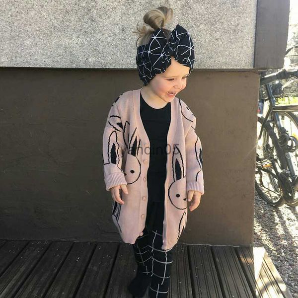 Pullover Toddler Girls Cardigan Coat Cartoon Rabbit Bambini Maglieria in cotone Autunno Inverno Kids Girl Pullover Maglioni Ragazzi Coat HKD230719