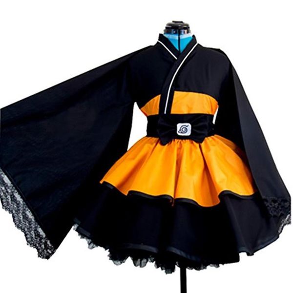 Naruto Shippuden Uzumaki Cosplay Traje Anime Feminino Lolita Kimono Dress239x