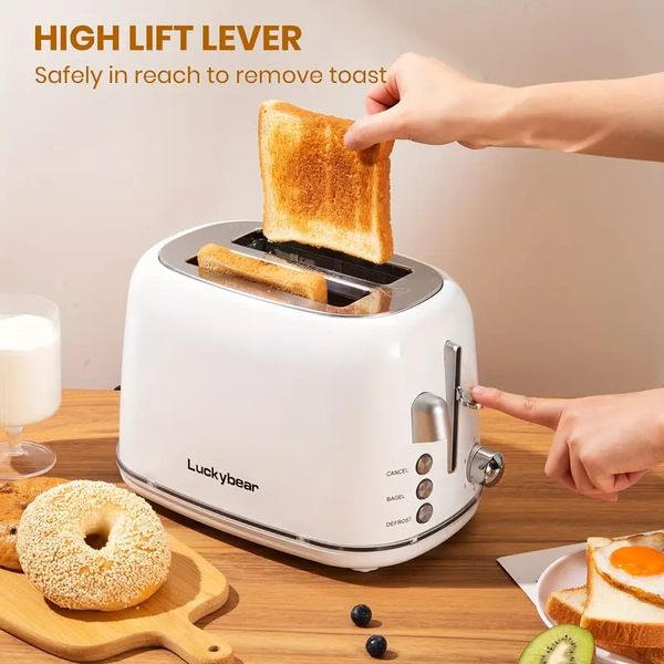 Toaster 2 Scheiben, Projektions-Edelstahltoaster mit Bagel-, Abbruch-, Auftaufunktion und 6 Brotschatteneinstellungen Brottoaster mit Umgebungslicht,