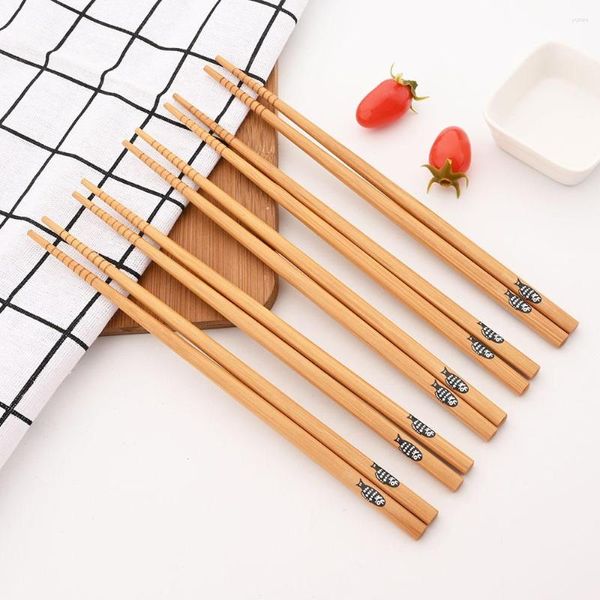 Pauzinhos reutilizáveis 5 pares de madeira chinesa tradicional vintage feito à mão natural bambu sushi talheres utensílios de cozinha