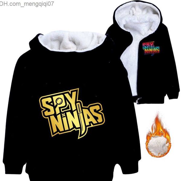 Daunenmantel Spy Ninja Kinderbekleidung Jungen Strickjacke Pullover Reißverschluss Dicke Jacke Mädchenmantel Creeper Anime Kapuzenpullover Winter Warmer Mantel Z230720