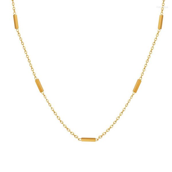 Ketten Exquisite gespleißte Titanstahl vergoldete Halskette Halsbänder Damen Accessoires Mode koreanischen Schmuck Link Halsketten