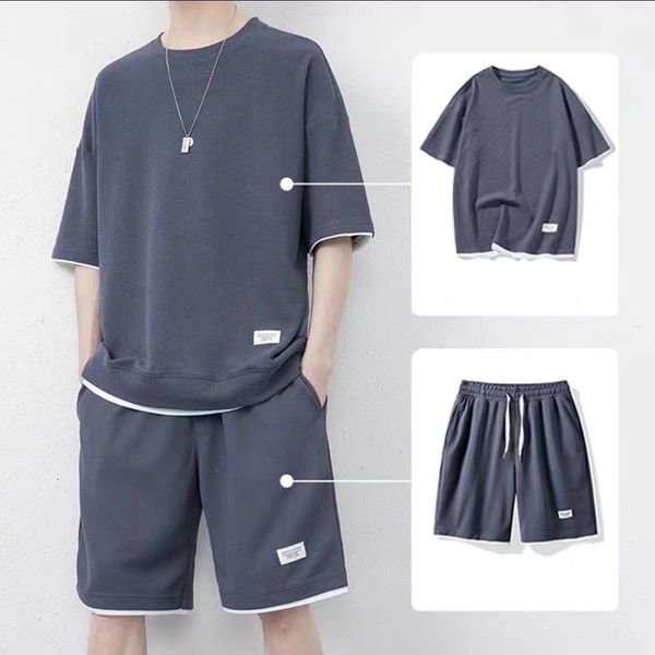 Herren Trainingsanzüge Sommer Oneck T-Shirt Herren bequeme knielange Straßenkleidung Ulzzang College Fashion Alles passt gutaussehend und lässig 230718