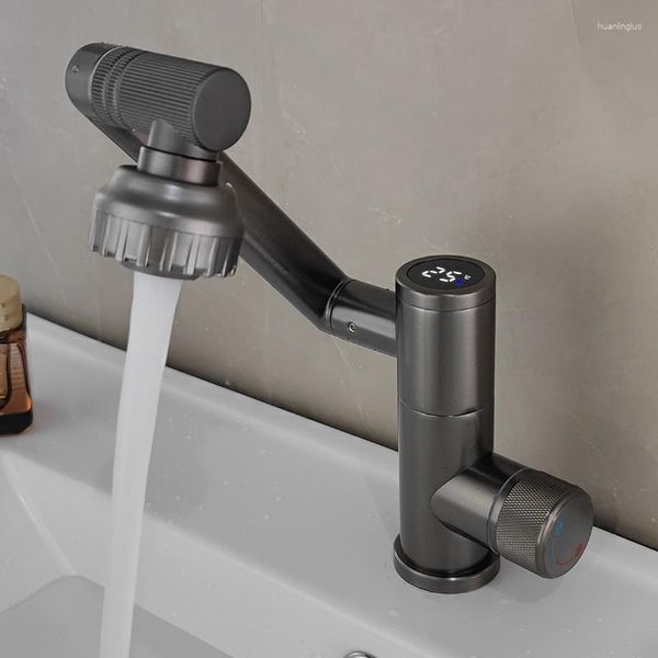 Rubinetti per lavabo da bagno Display digitale Rubinetto per lavabo Rubinetto per acqua Vasca da bagno Girevole a 360 gradi Miscelatore monocomando e freddo